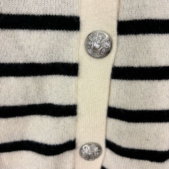 Veronica Beard Cashmere Cardigan Striped Peter Pan Collar Button Front Sweater S - Picture 5 of 6